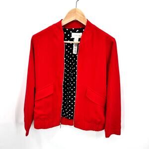 CHICO'S Red Full Zipper Stretch Bomber Jacket // XS